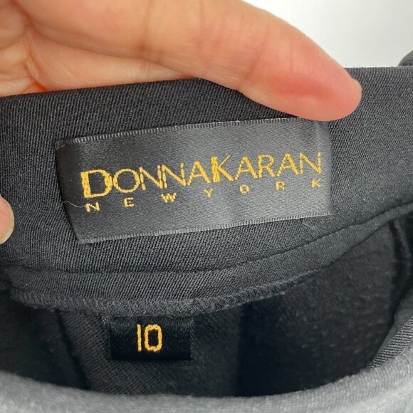 Donna Karan Vintage 80s Black Stirrup Stretch Pants Gold Logo Zip Pulls Small - Picture 10 of 12